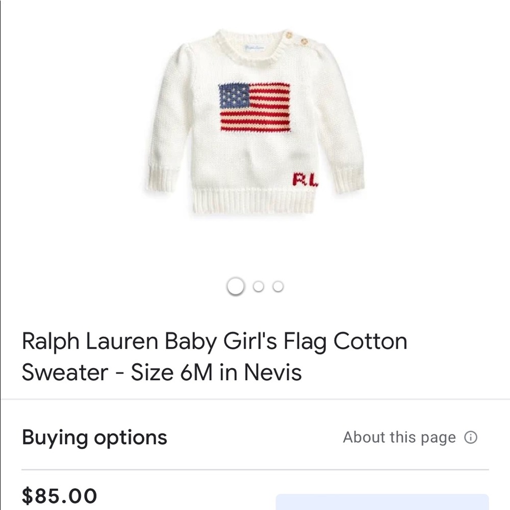 Ralph Laurens girls American flag sweater